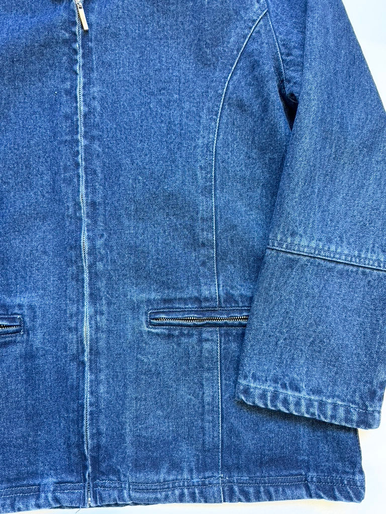 north style denim and plaid hooded jacket