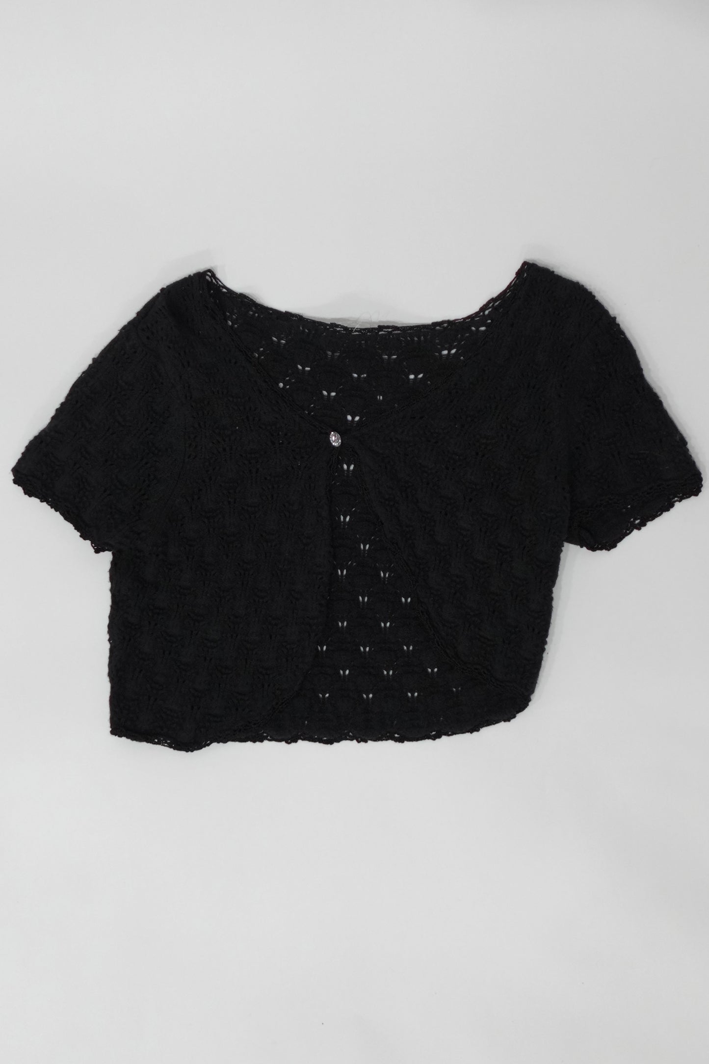 Black Crochet Mini Cardigan