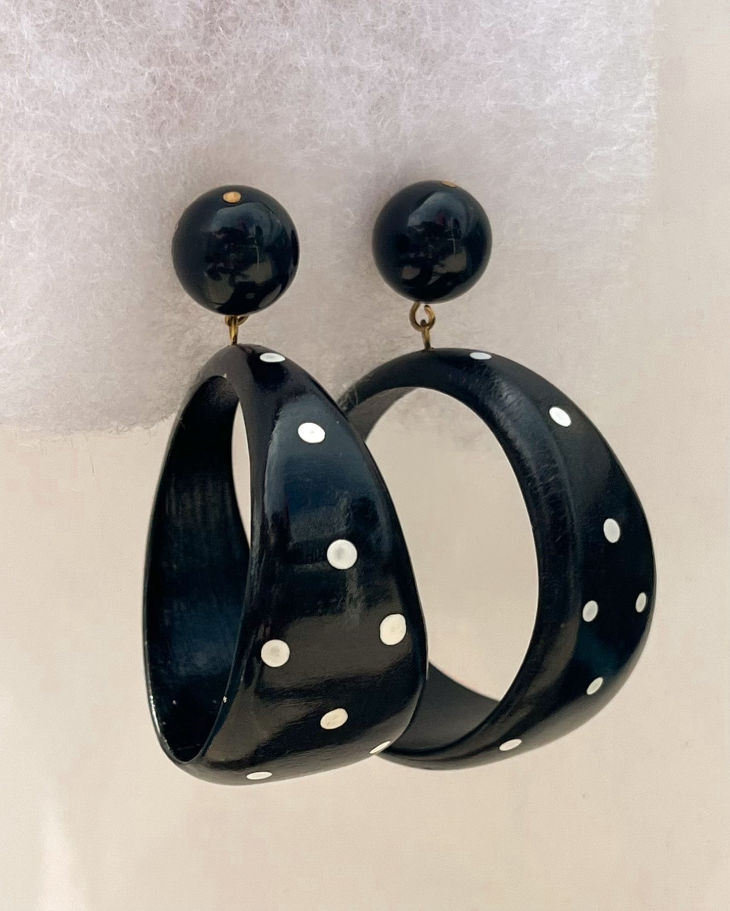 Vintage Wooden Polk-a-Dot Earrings