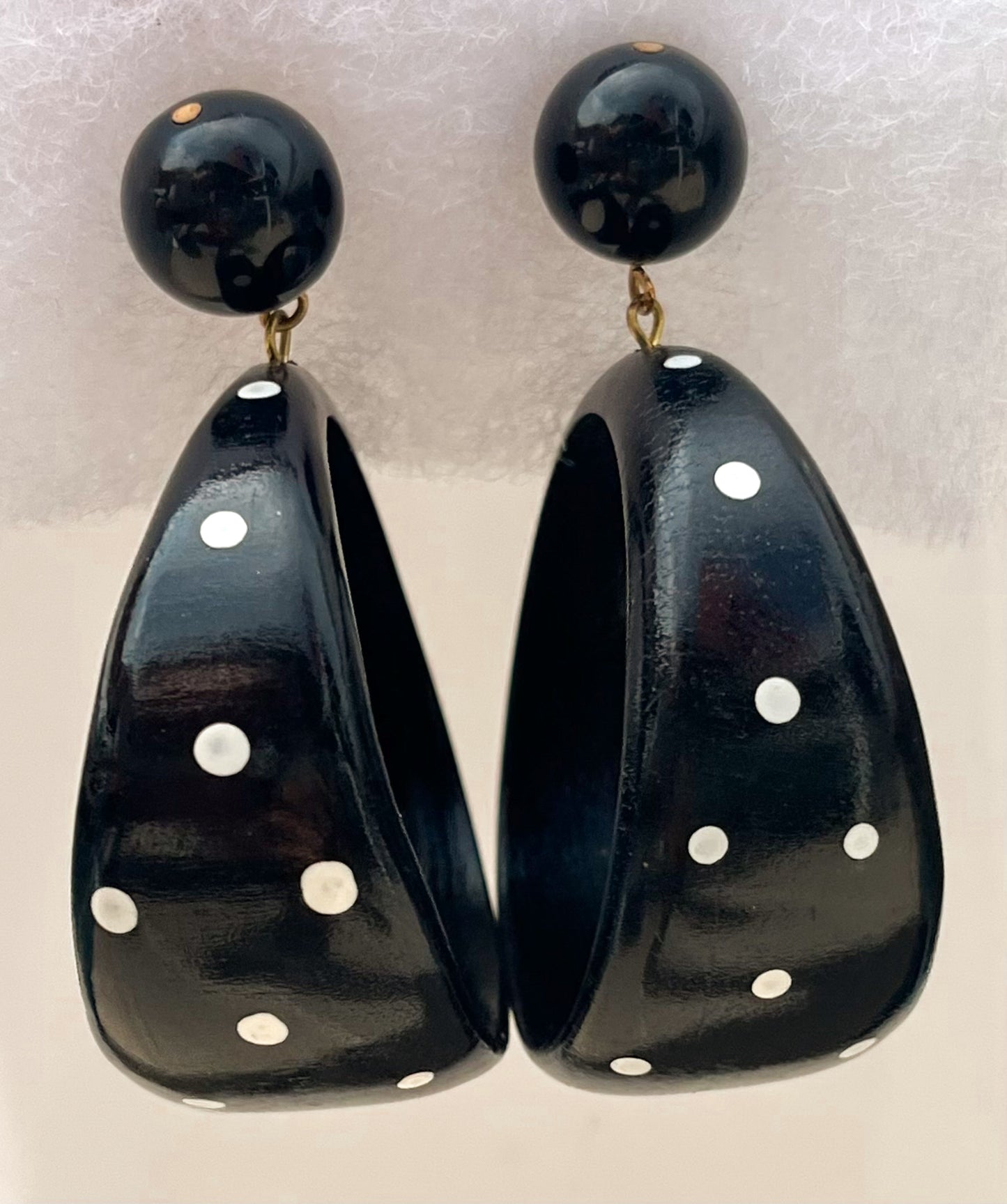 Vintage Wooden Polk-a-Dot Earrings