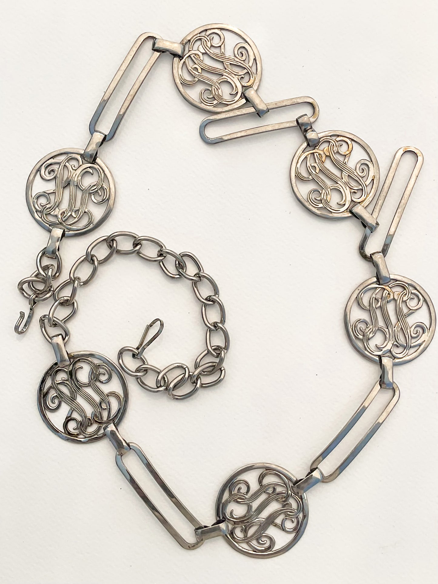 Silver, Circular, Chain Link Belt
