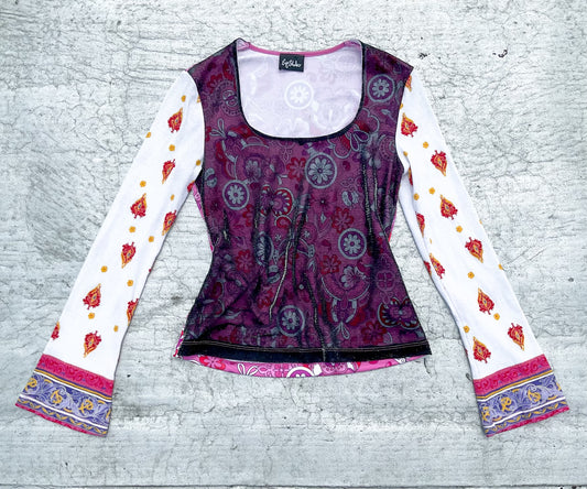 Eye Shadow Floral Mesh Top