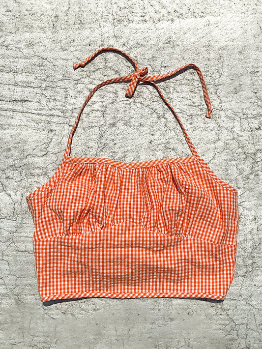 Orange Gingham Handmade Top