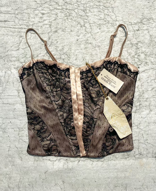 Guess Tan and Black Lace Corset