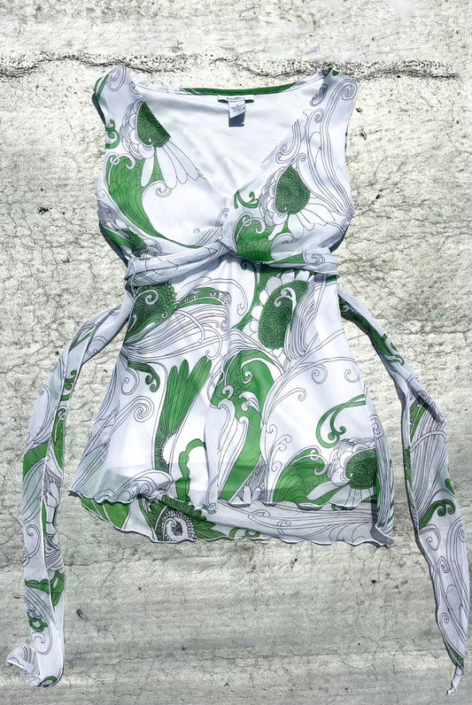 Dress Barn Green and White Fairy Blouse