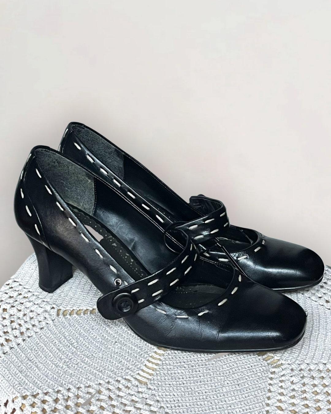 60s Button Kitten Heels