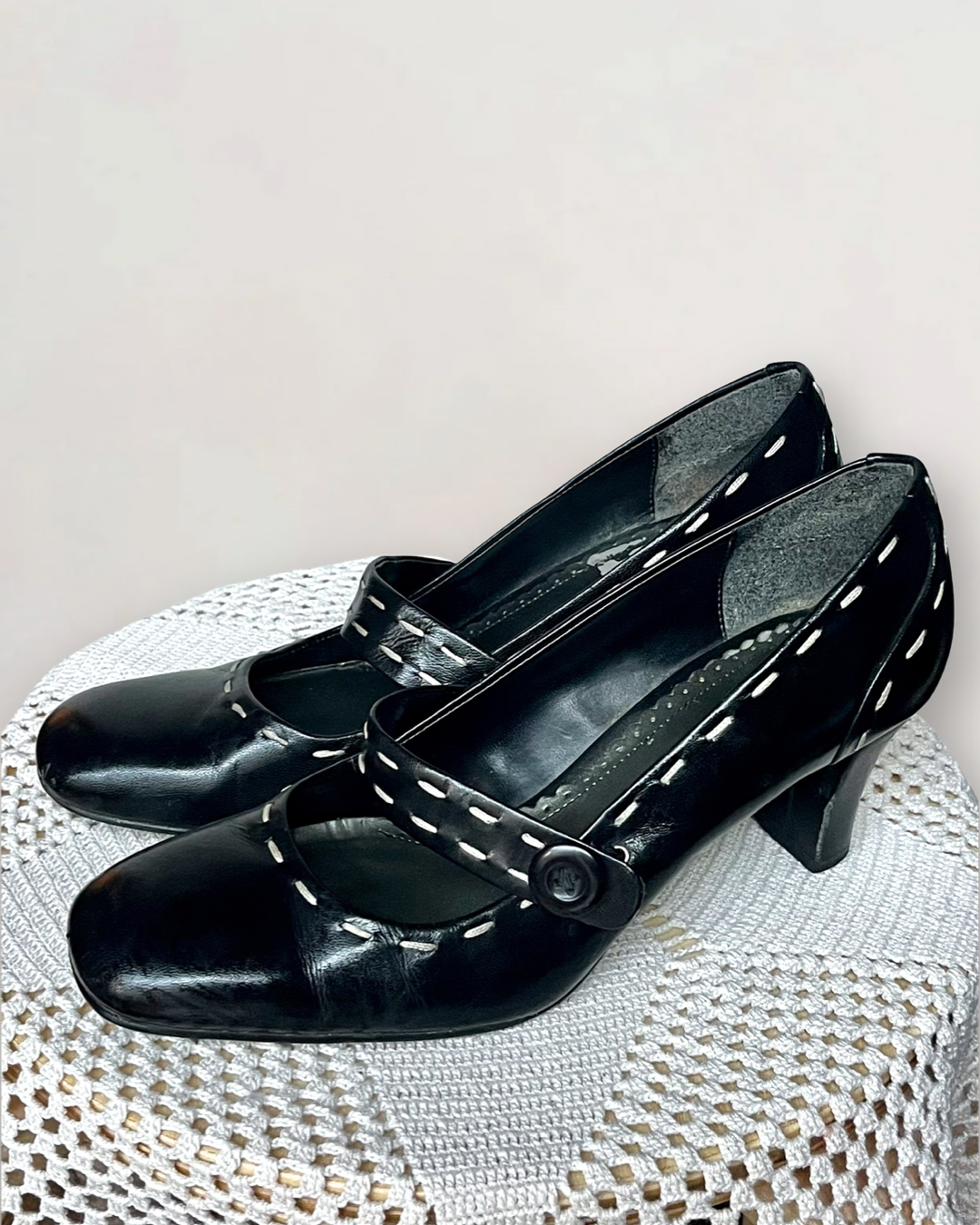 60s Button Kitten Heels