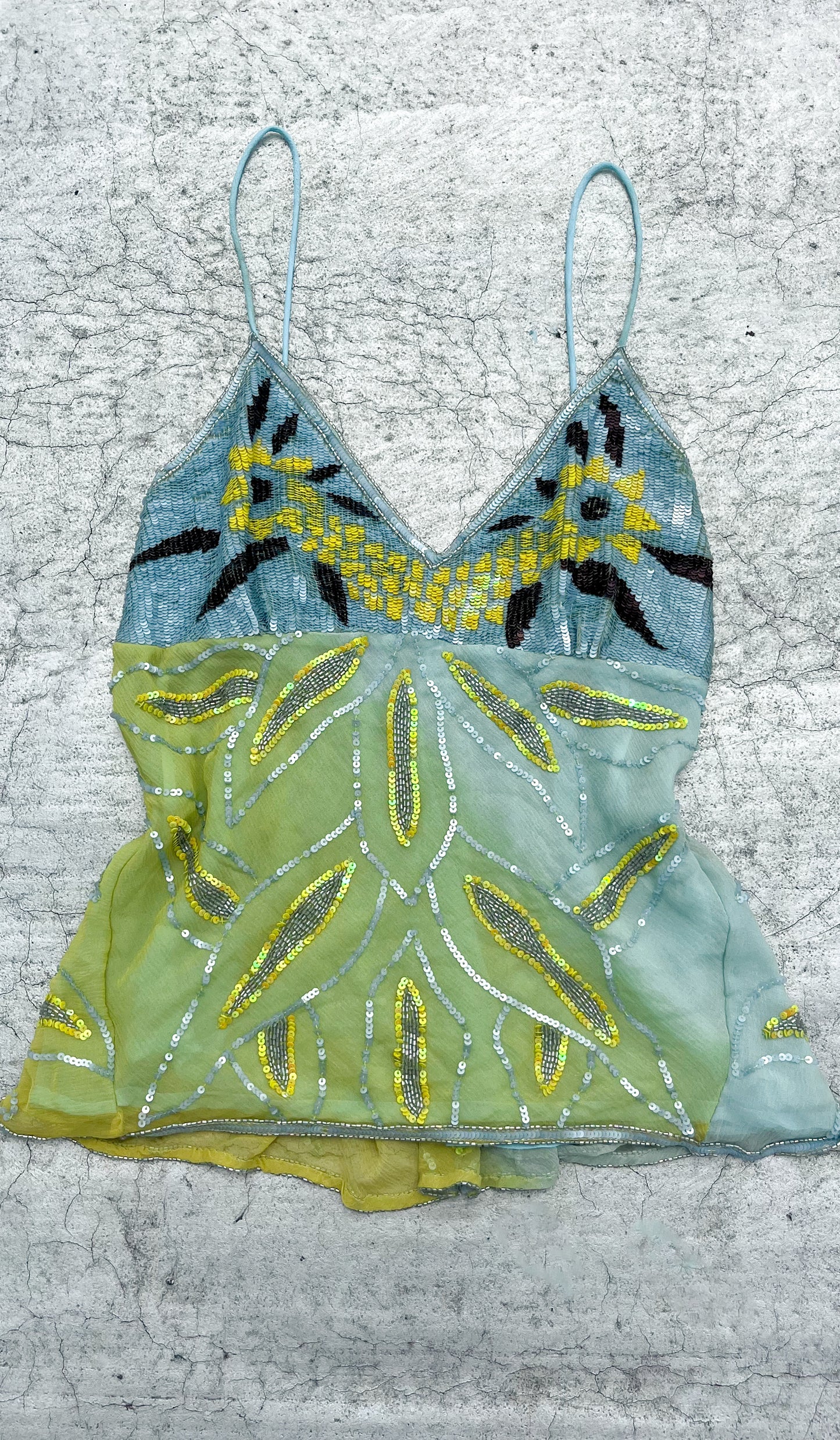 Light Blue and Green Sequined Tank