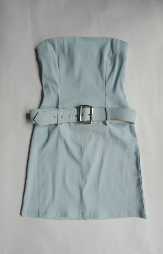 y2k strapless belted dress