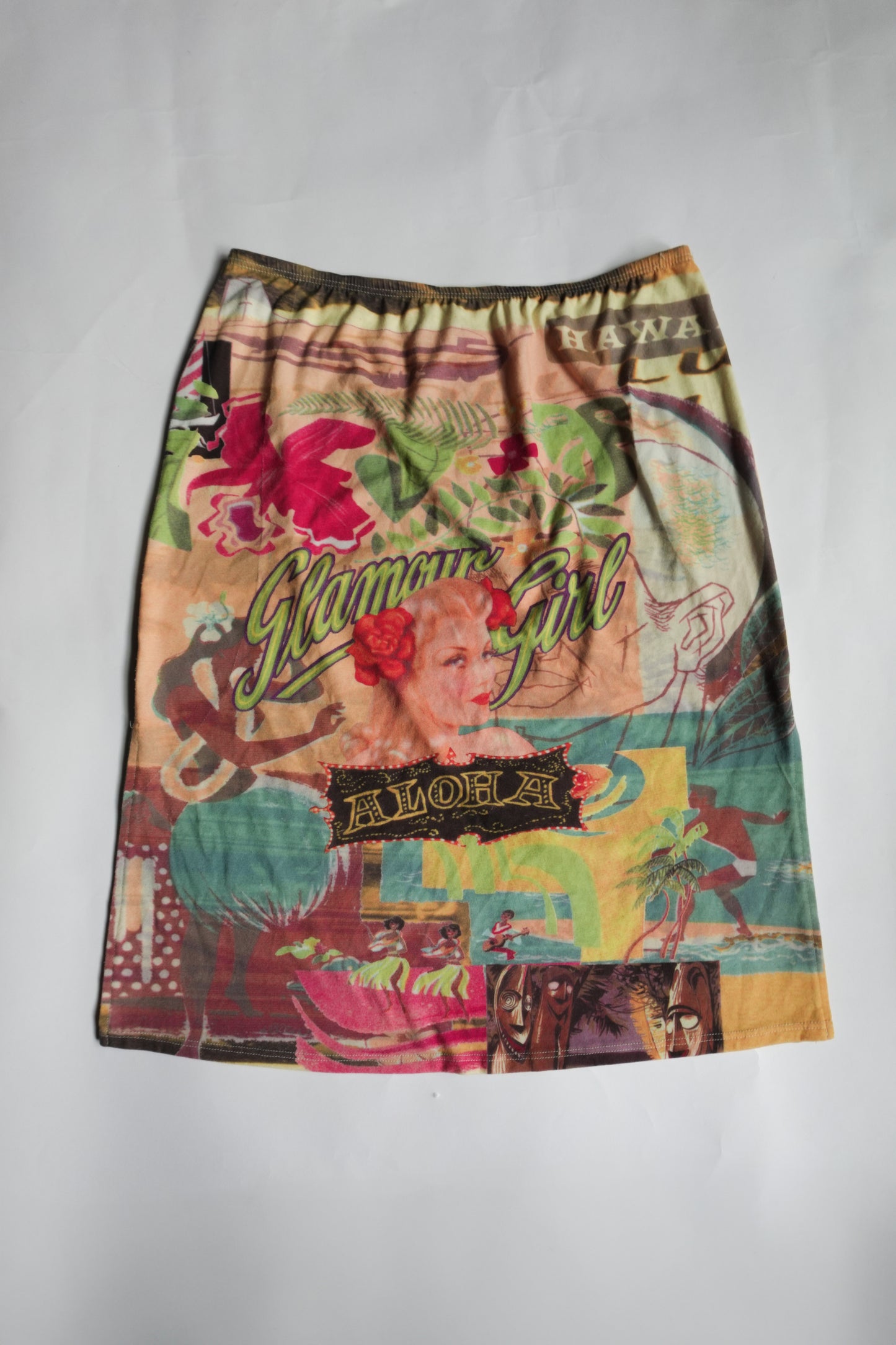 y2k glamour tropical midi skirt