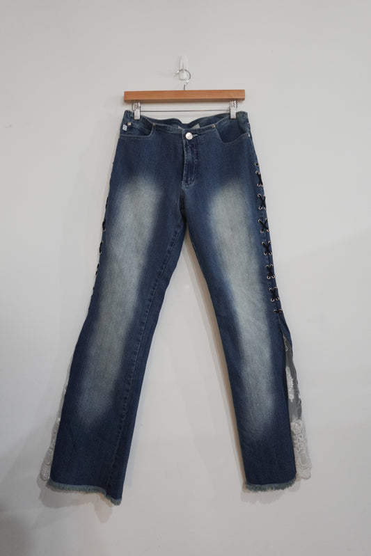 deadstock crest lace up jeans