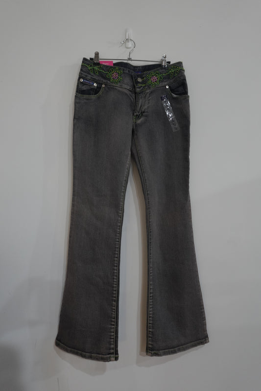 deadstock y2k embroidered flare jeans