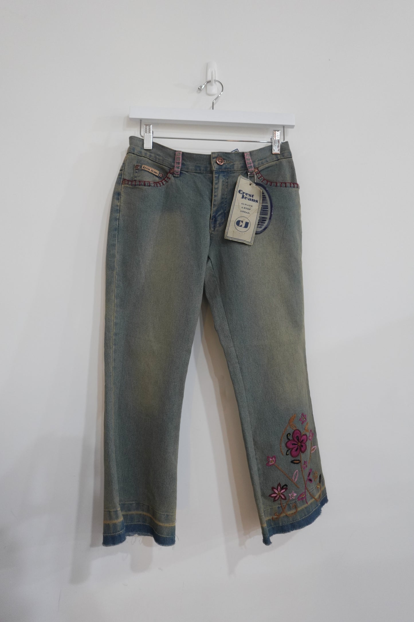 deadstock y2k embroidered crop jeans