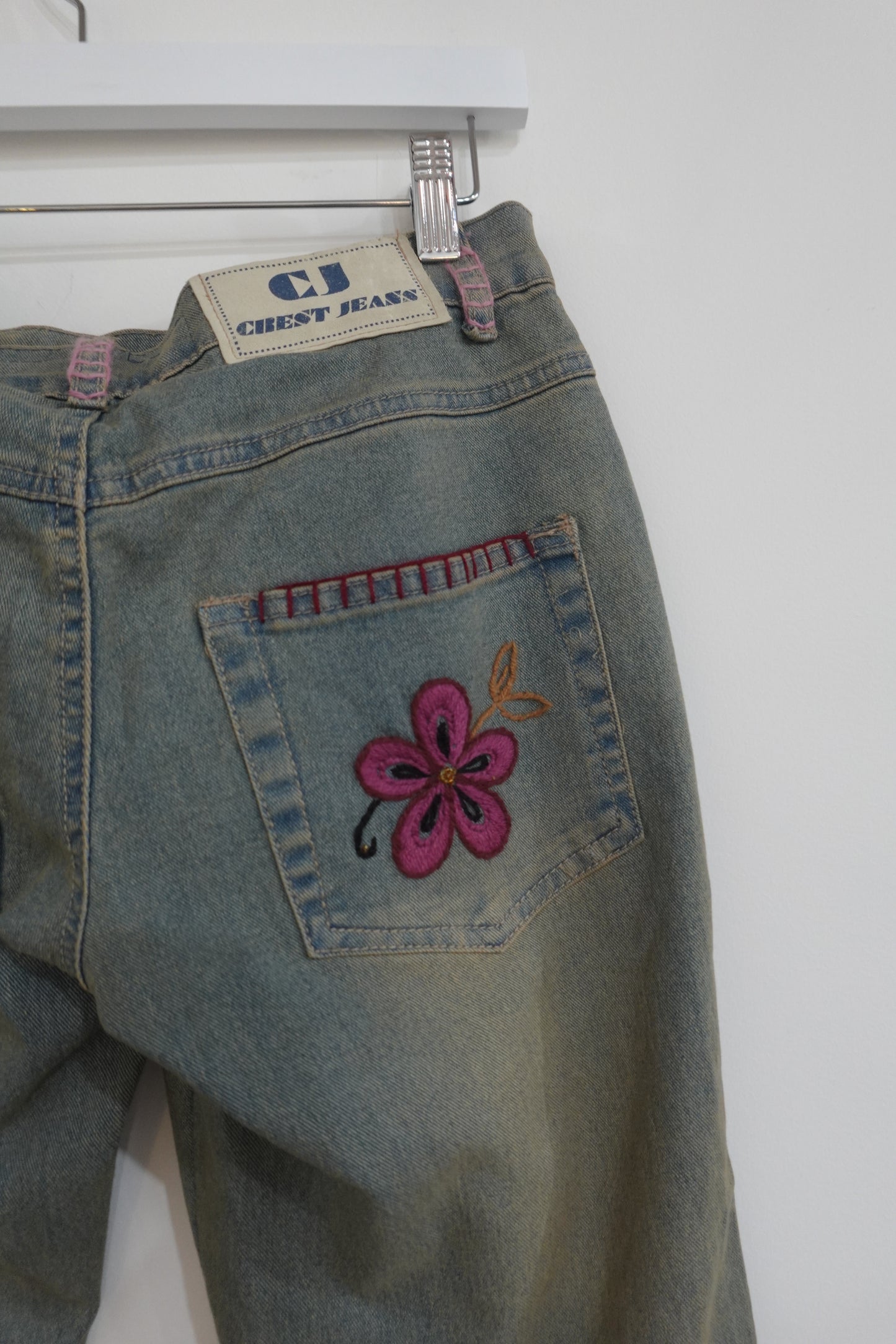 deadstock y2k embroidered crop jeans