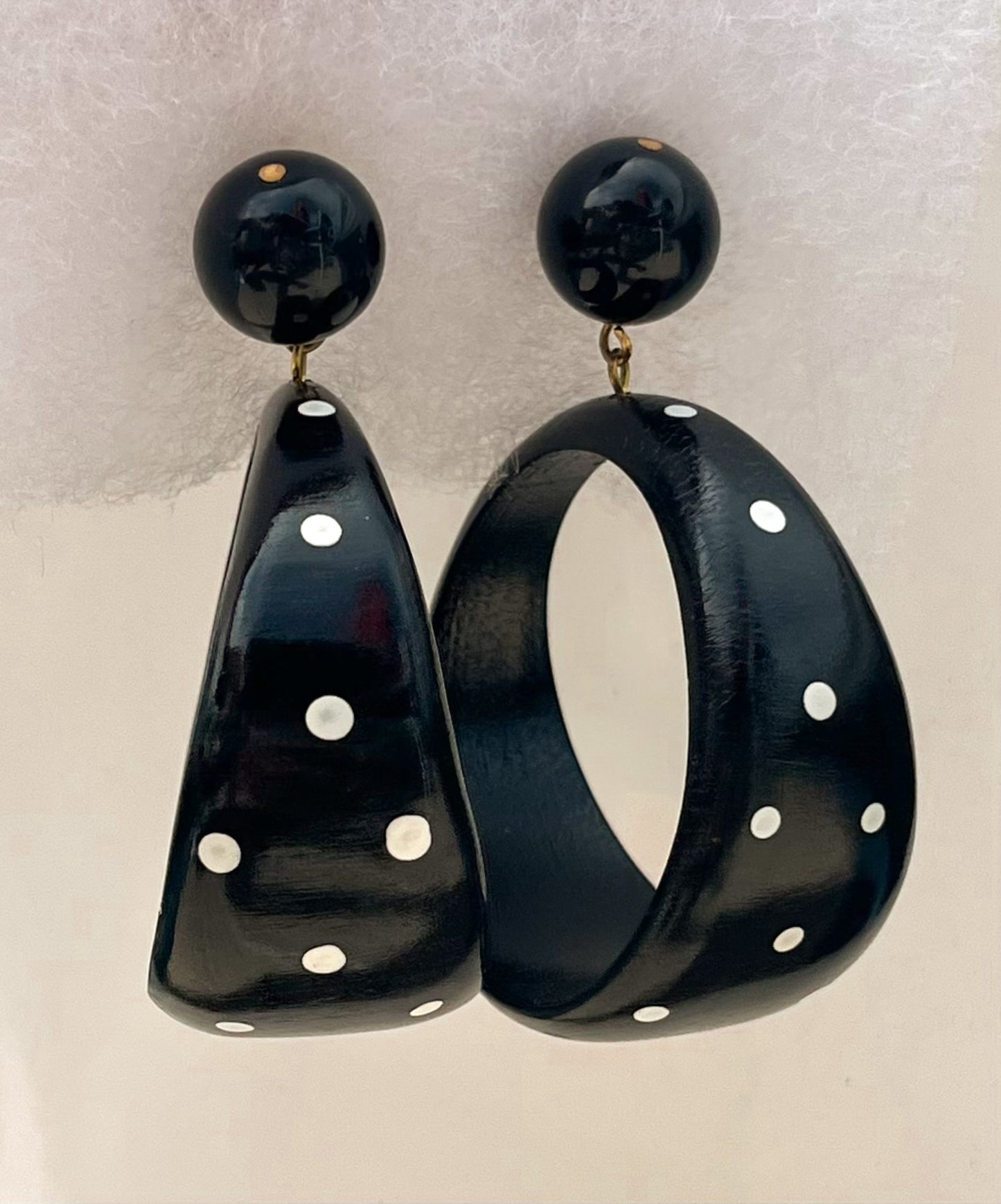 Vintage Wooden Polk-a-Dot Earrings
