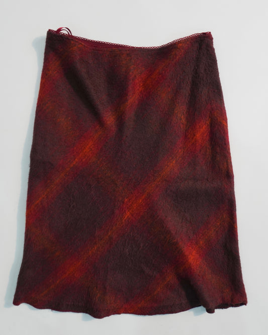 Red Plaid Midi Skirt