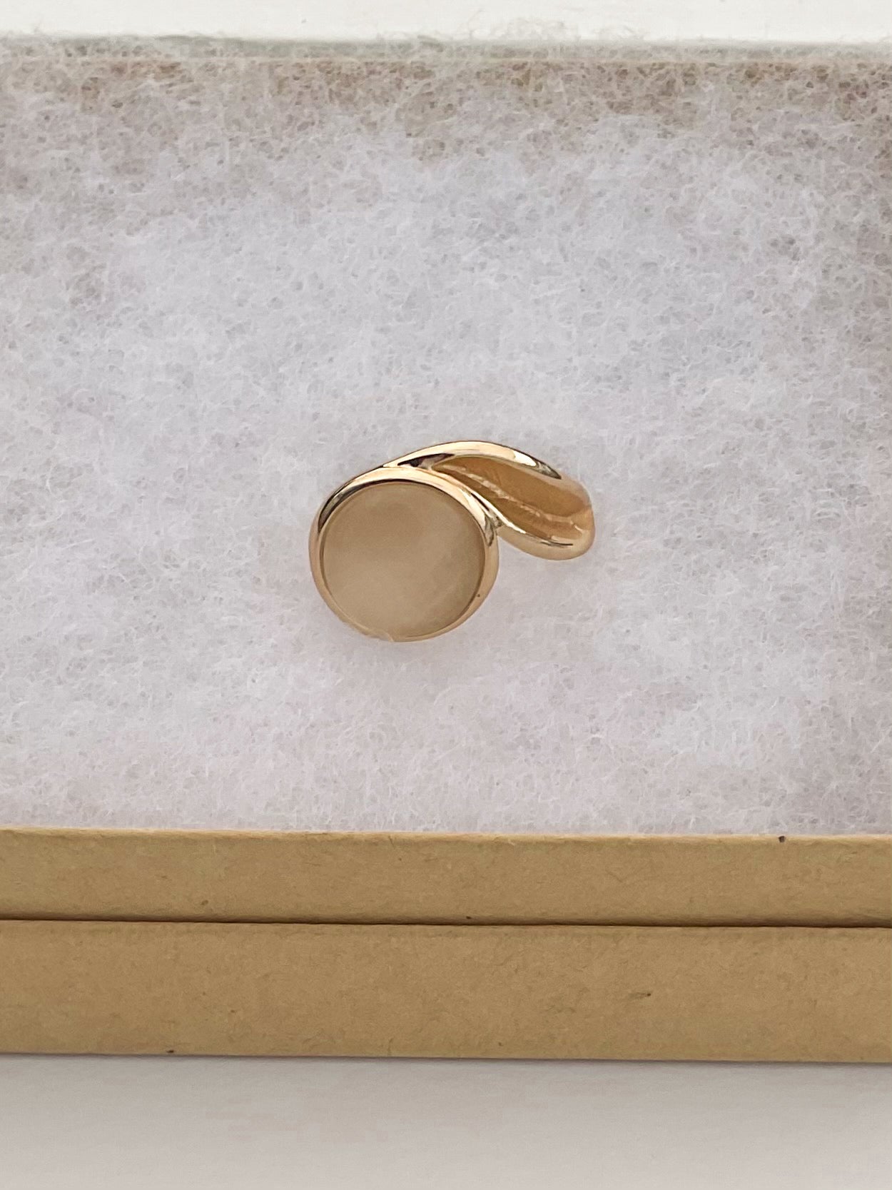 Moonstone Colored Ring with Leaf Accent
