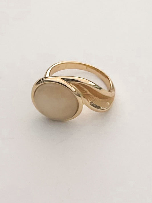 Moonstone Colored Ring with Leaf Accent