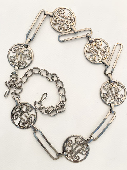 Silver, Circular, Chain Link Belt