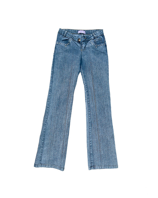 2000s very bedazzles low rise flare jeans