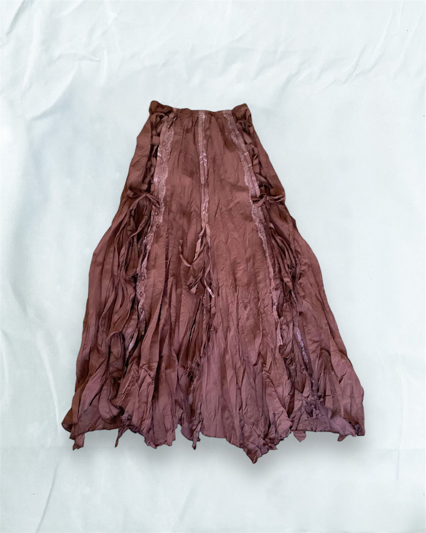Vintage Brown Vertical Ruffle Skirt