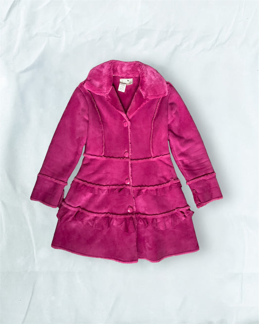 Pink Faux Fur Ruffle Jacket