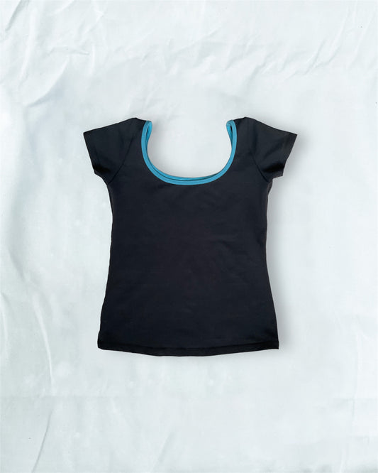 blue lined black baby tee