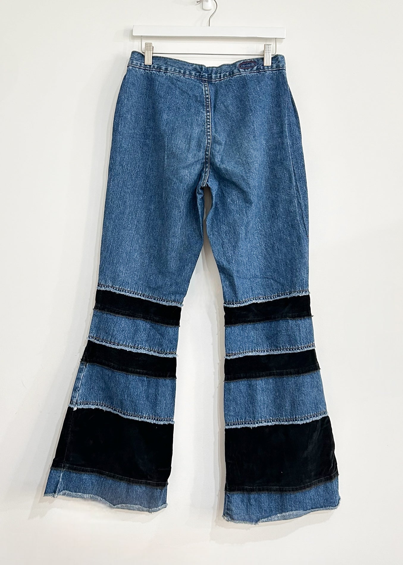 felt striped flare denim