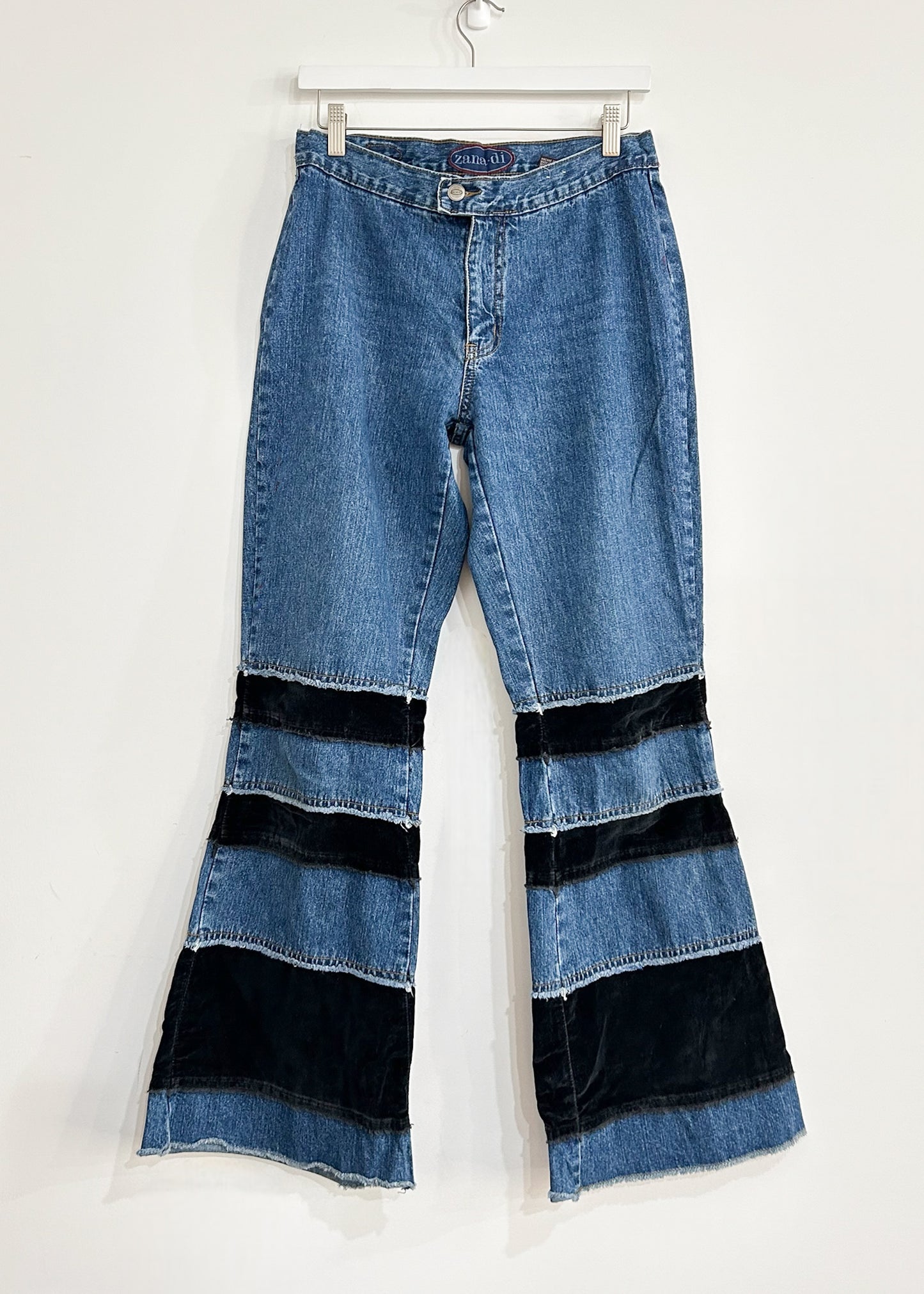 felt striped flare denim