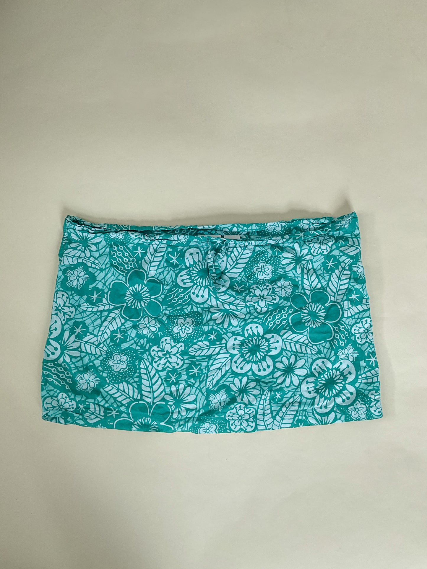 Teal Floral Pattern Mini Skirt