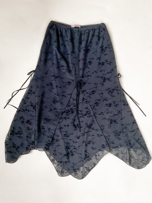 Beau Bois Vintage Black ribbon angular skirt