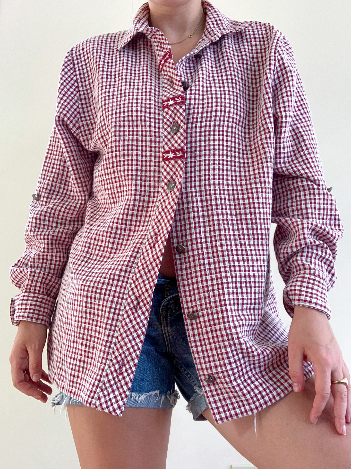 Vintage Gingham Check Button up