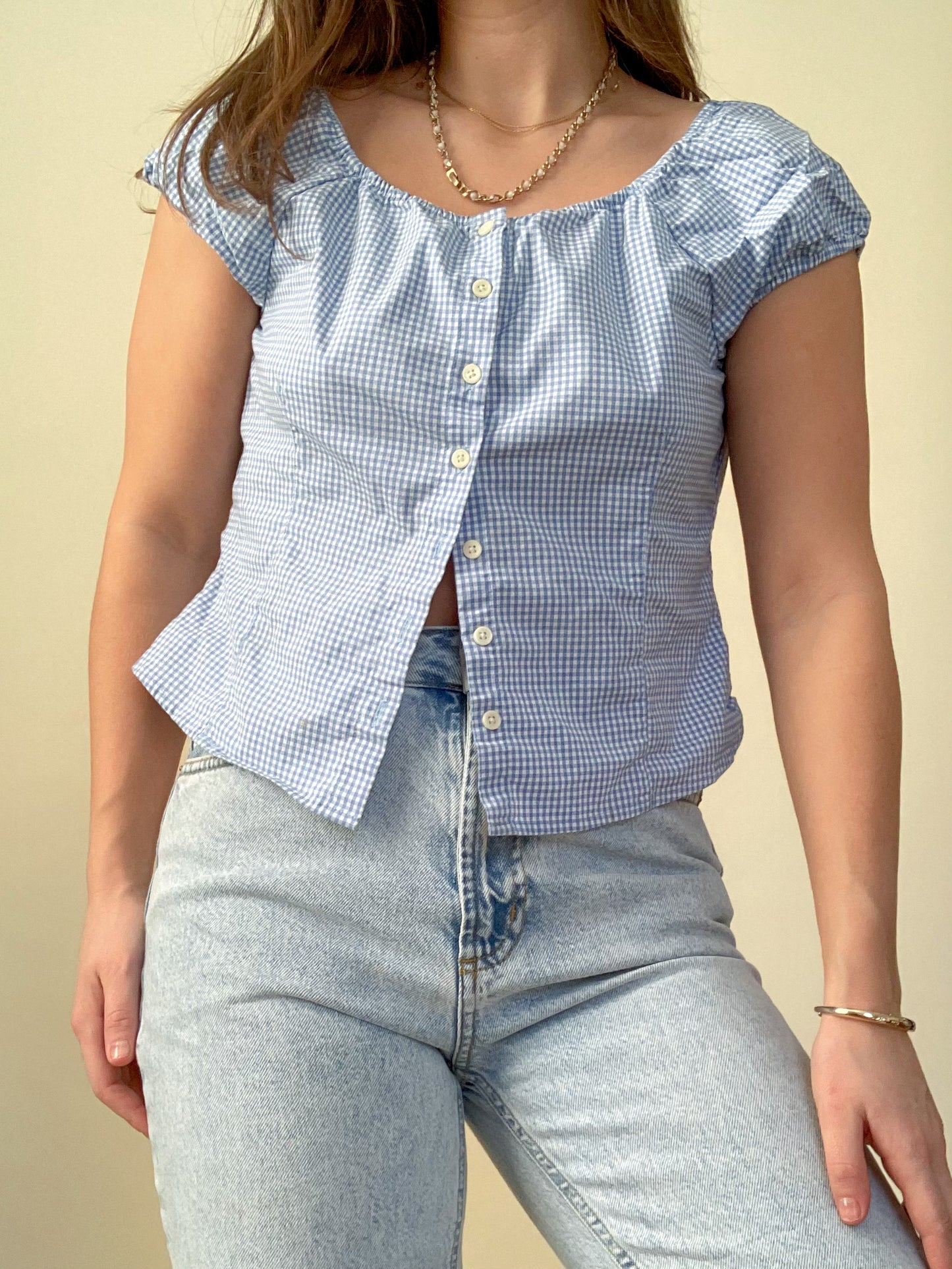 Vintage Gingham Button top