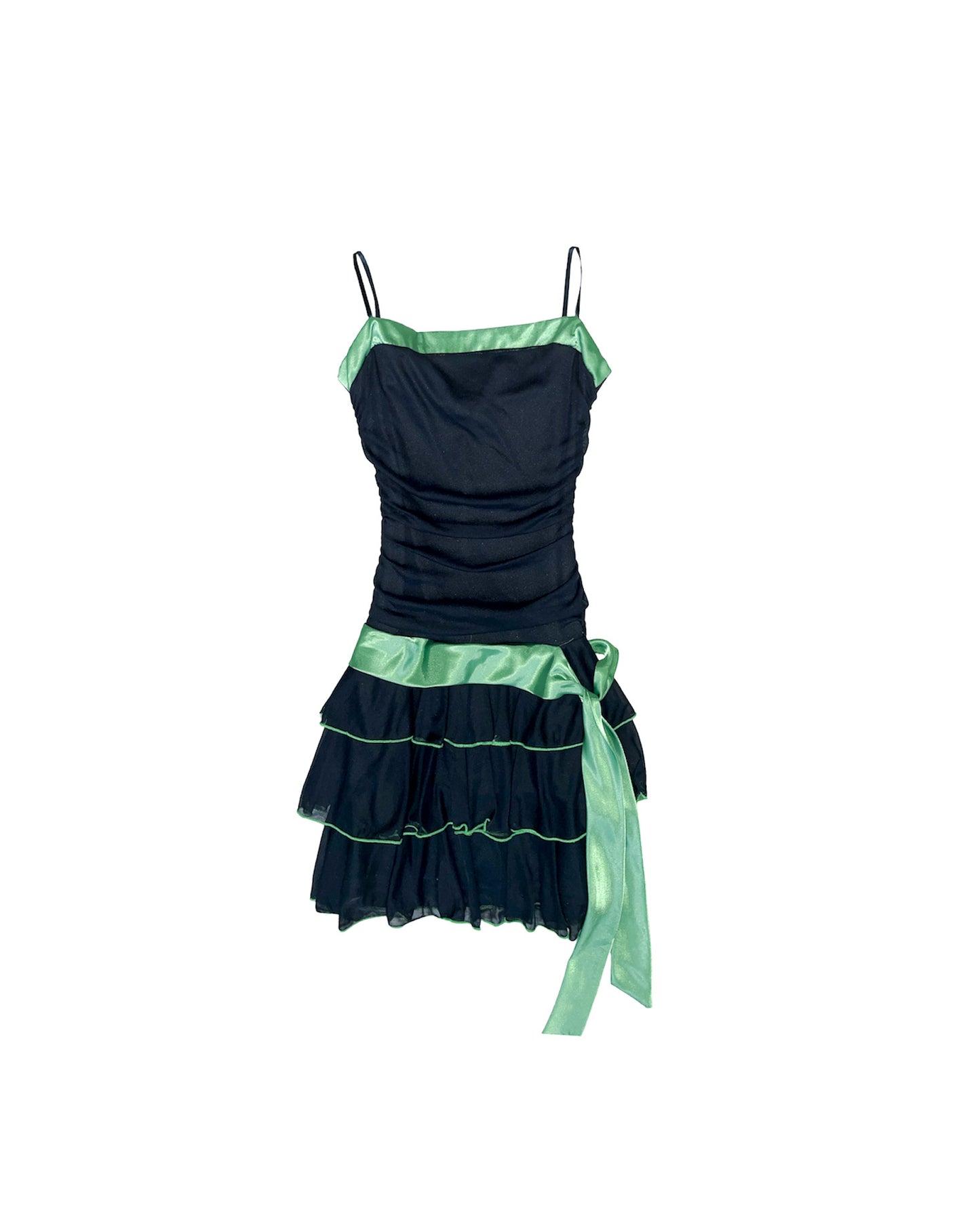 2000s BCX Green Ribbon Teared Dress